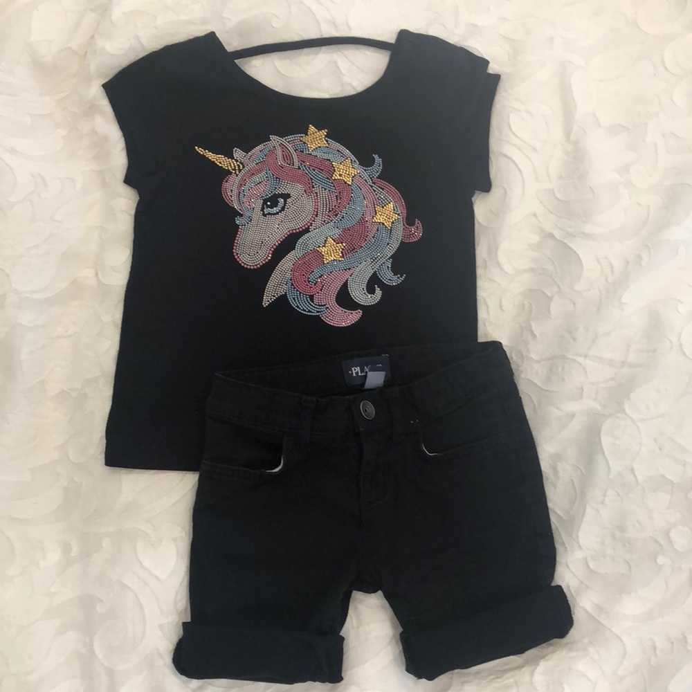 Children’s place 🦄 unicorn shirt and shorts